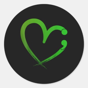 Mental Health S Semicolon Heart Awareness Month  Classic Round Sticker