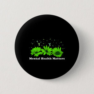 Mental Health S Sunflower May Green Awareness Ribb 6 Cm Round Badge