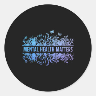 Mental Health S Vintage Floral Mental Health Aware Classic Round Sticker