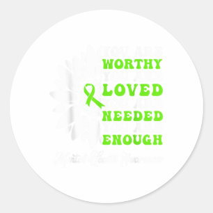 Mental Health S We Wear Green Mental Health Awaren Classic Round Sticker