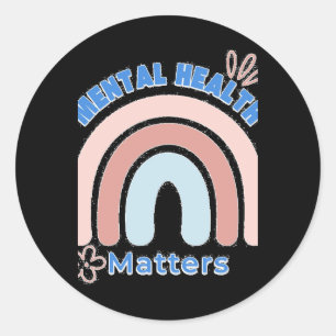 Mental Health S With Rainbow And Flower Sticker