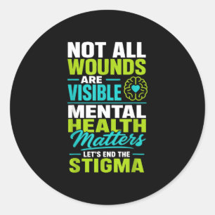 Mental health self care end stigma  classic round sticker