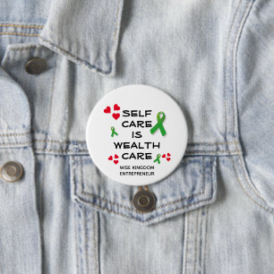 Mental Health SELF CARE WEALTH CARE Christian 7.5 Cm Round Badge