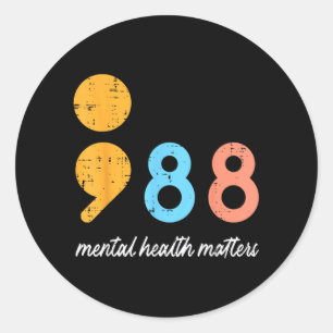 Mental Health Semicolon 98 Depression Awareness Classic Round Sticker