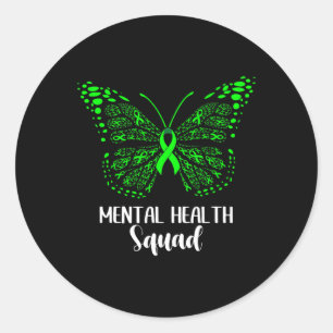 Mental Health Squad Appreciation Day Butterfly Wom Classic Round Sticker