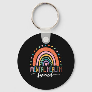 Mental Health Squad Boho Rainbow Brain Illness Awa Key Ring