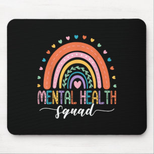 Mental Health Squad Boho Rainbow Brain Illness Awa Mouse Pad