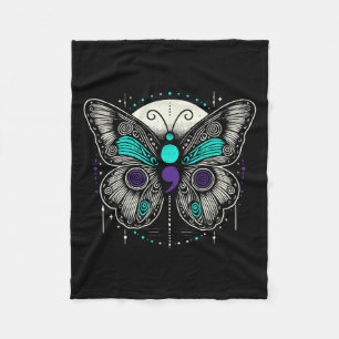 Mental Health Suicide Awareness Semicolon Butterfl Fleece Blanket