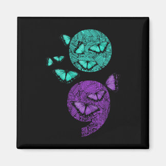 Mental Health Suicide Awareness Semicolon Butterfl Magnet