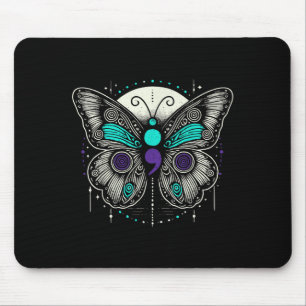 Mental Health Suicide Awareness Semicolon Butterfl Mouse Pad