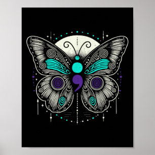 Mental Health Suicide Awareness Semicolon Butterfl Poster