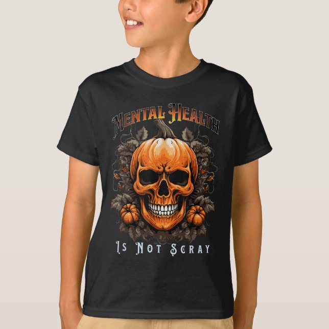 Mental Health Suicide Prevention Halloween Skeleto T-Shirt (Front)