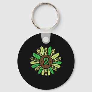 Mental Health Sunflower Green Ribbon Awareness Men Key Ring