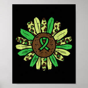 Mental Health Sunflower Green Ribbon Awareness Men Poster