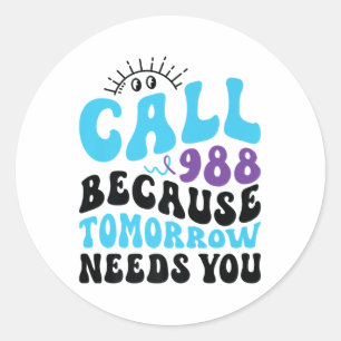 Mental Health Support 988 Suicide Prevention Week Classic Round Sticker