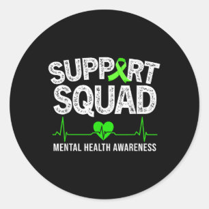 Mental Health Support Squad Ribbon Awareness Men W Classic Round Sticker