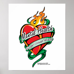 Mental Health Tattoo Heart Poster
