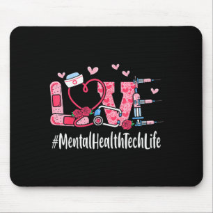 Mental Health Tech Love Valentines Day Cute Women Mouse Pad
