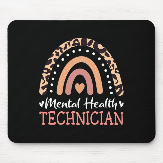 Mental Health Technician Leopard Rainbow  Mouse Pad (Front)