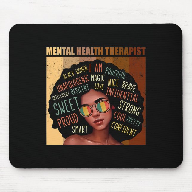 Mental Health Therapist Afro Women Black History M Mouse Pad (Front)
