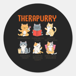 Mental Health Therapist Cat Lover Cat Mum Therapy Classic Round Sticker
