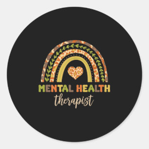 Mental Health Therapist Rainbow Mental Health Awar Classic Round Sticker