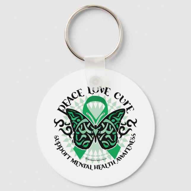 Mental Health Tribal Butterfly Key Ring (Front)