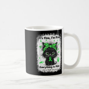 Mental Health Warrior Awareness Black Cat Brain Il Coffee Mug