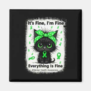 Mental Health Warrior Awareness Black Cat Brain Il Magnet