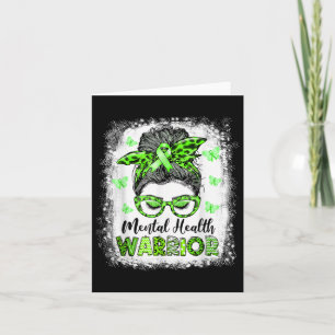 Mental Health Warrior Awareness S Messy Bun Women Card
