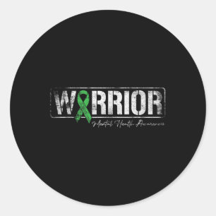 Mental Health Warrior Mental Health Awareness Gree Classic Round Sticker