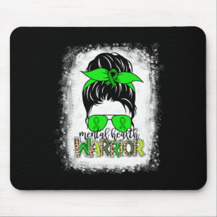 Mental Health Warrior Messy Bun Mental Health Awar Mouse Pad