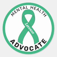 Mental Health Warrior Ribbon White Round Sticker