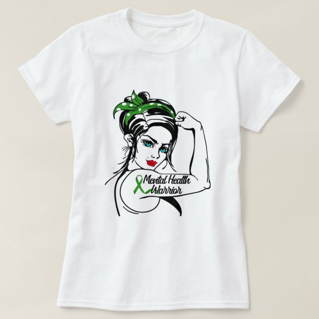 Mental Health Warrior Rosie The Riveter Pin Up2761 T-Shirt (Design Front)
