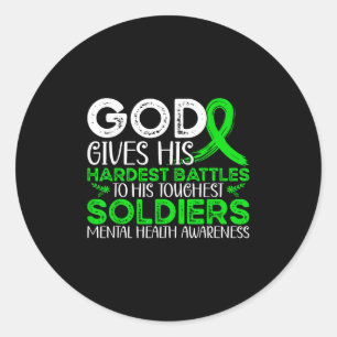 Mental Health Warrior Sayings Mental Health Awaren Classic Round Sticker