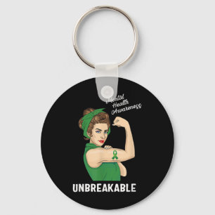 Mental Health Warrior Unbreakable Awareness Month Key Ring
