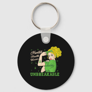 Mental Health Warrior Unbreakable Awareness Strong Key Ring