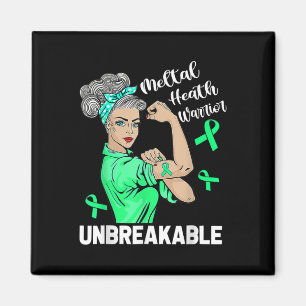 Mental Health Warrior Unbreakable Ribbon Awareness Magnet