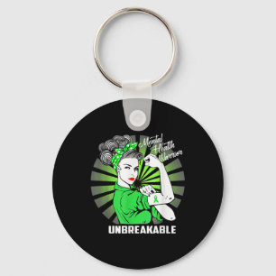Mental Health Warrior Unbreakable Shirt Awareness Key Ring