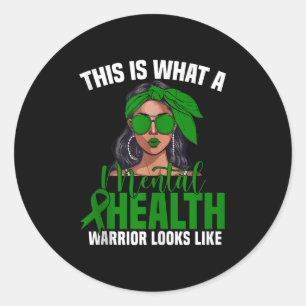 Mental Health Warrior Women Fighter Awareness Ment Classic Round Sticker