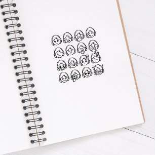Mental Health, Women Mood Emojis, Journal  Rubber Stamp