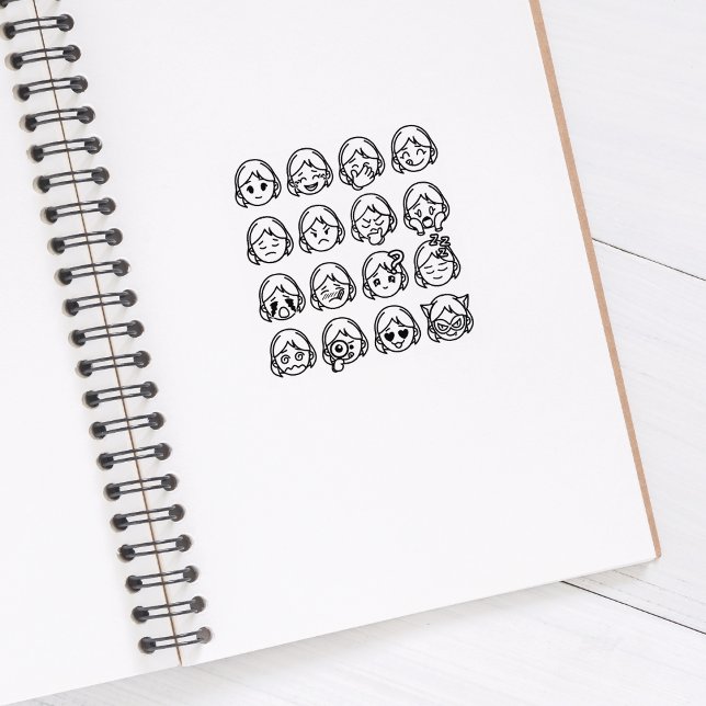 Mental Health, Women Mood Emojis, Journal  Rubber Stamp (Creator Uploaded)