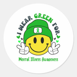 Mental Illness Awareness Ribbon Support Gifts Classic Round Sticker