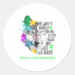 Mental Illness Awareness Ribbon Support Gifts Classic Round Sticker