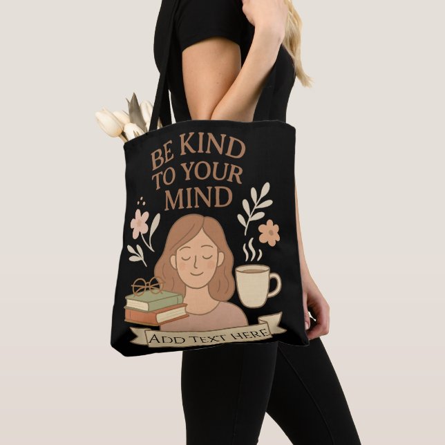Mental Wellness Design – Editable Text Area Tote Bag (Close Up)