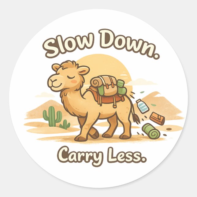 Mental Wellness Month Cozy Camel  Illustration Classic Round Sticker (Front)