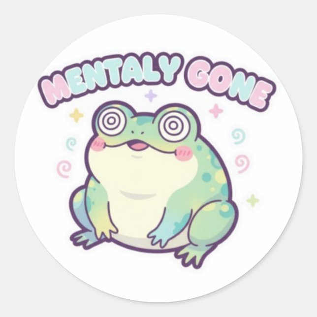 Mentally Gone Frog Sticker Cute Dizzy Frog Meme Ka (Front)