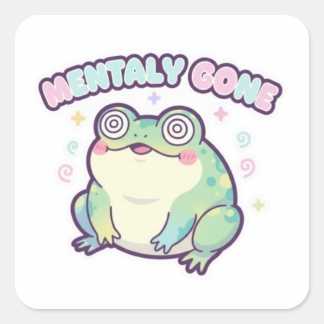 Mentally Gone Frog Sticker Cute Dizzy Frog Meme Ka (Front)