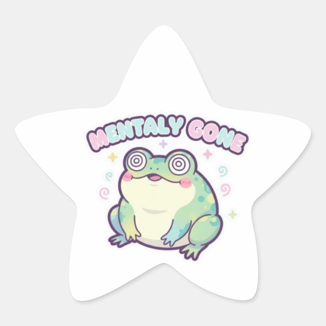 Mentally Gone Frog Sticker Cute Dizzy Frog Meme Ka (Front)