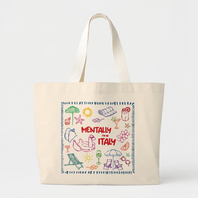 Mentally in Italy Tote Bag – Aesthetic Summer  (Front)